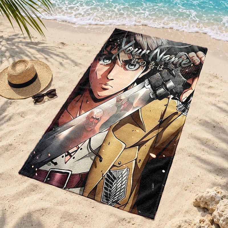 Attack on Titan Custom Name Beach towels also serve as bath towels summer essential a musthave for the outdoors the beach and the pool