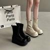 Женские ботинки Летняя мода Женские ботильоны на толстой подошве с круглым носком Простые и очаровательные короткие ботинки