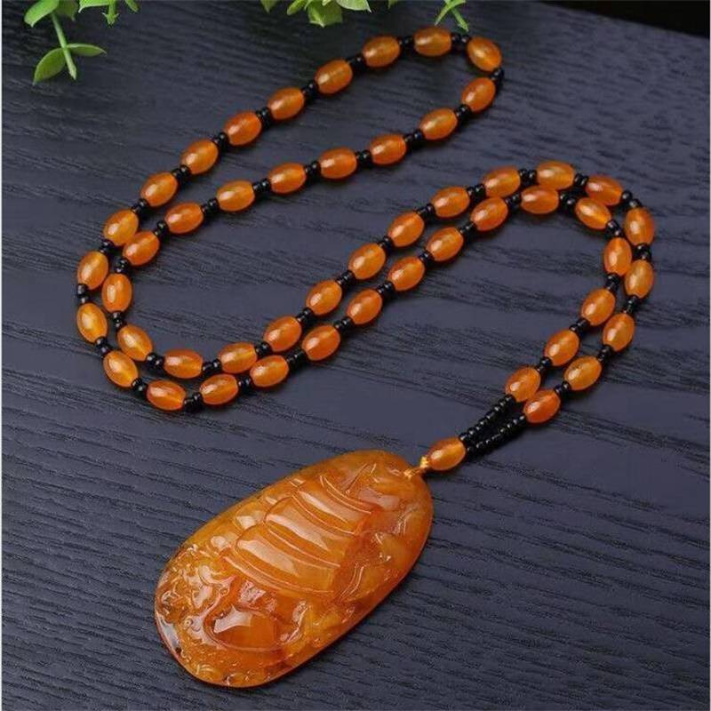 Подвеска из старого воска и пчелиного воска, ожерелье в этническом стиле, женское длинное ожерелье с каплями воды, винтажная янтарная цепочка для свитера, кулон, универсальные аксессуары