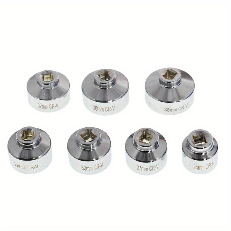 7 Pieces 3/8 Oil Filter Cap Wrench Socket Set Tool Kit 24mm to 38mm Replacement for BMW, Mercedes, VW Paper Cartridge Housing