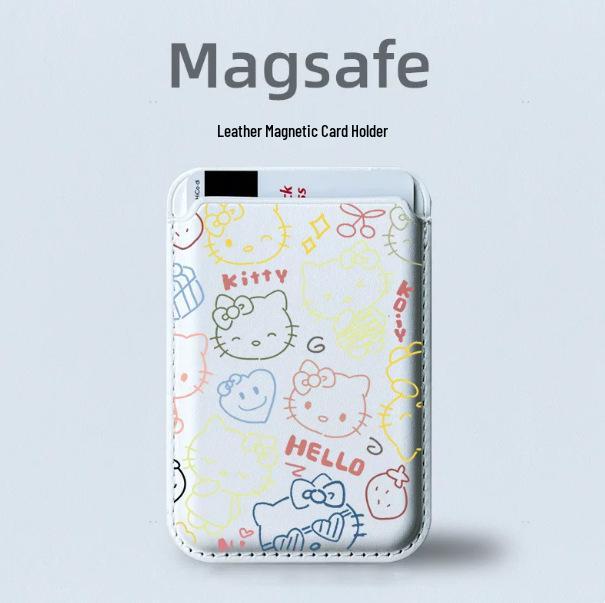 Чехол-кошелек из кожи с рисунком Hello Kitty MAGsafe для телефона Apple