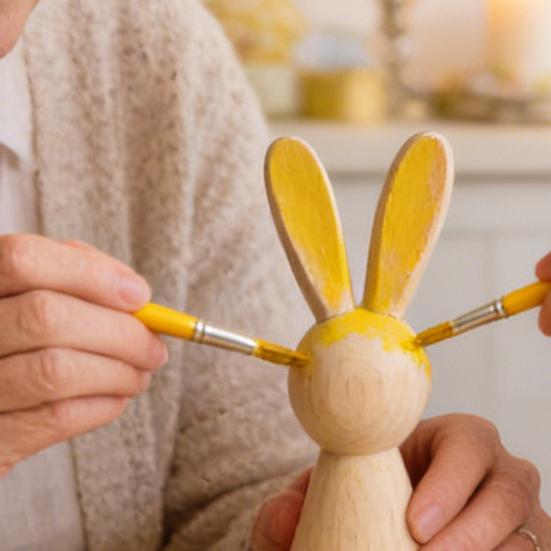 Unfinished Wooden Rabbit Crafts DIY Mini Wood Bunny Figurine Easter Blank Bunny Peg Dolls for Painting