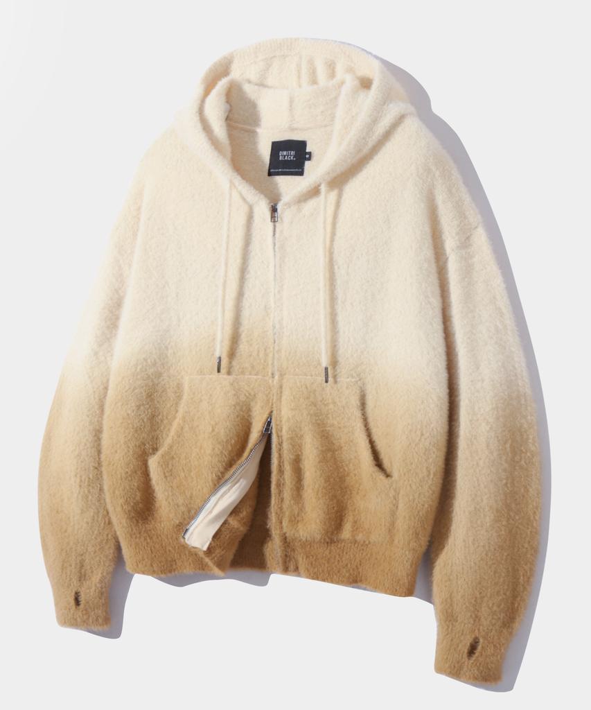 Худи на молнии с градиентом и ворсом 2-Way Essential Gradient Hairy Zip-Up Hoodie_Овсяный