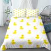Cartoon Yellow Duck King Queen Duvet Cover Farm Lovely Animal Bedding Set Blue Bubble Quilt Cover Soft Polyester Comforter Cover