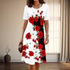 Women's Fashion Graceful Flower Print Summer Spring Short Sleeve O-Neck Casual Dresses