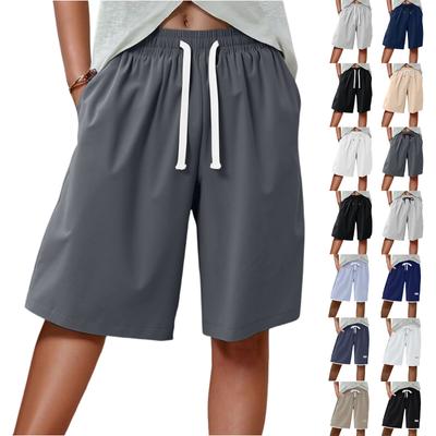 Женские спортивные шорты, повседневные свободные однотонные дышащие быстросохнущие шорты