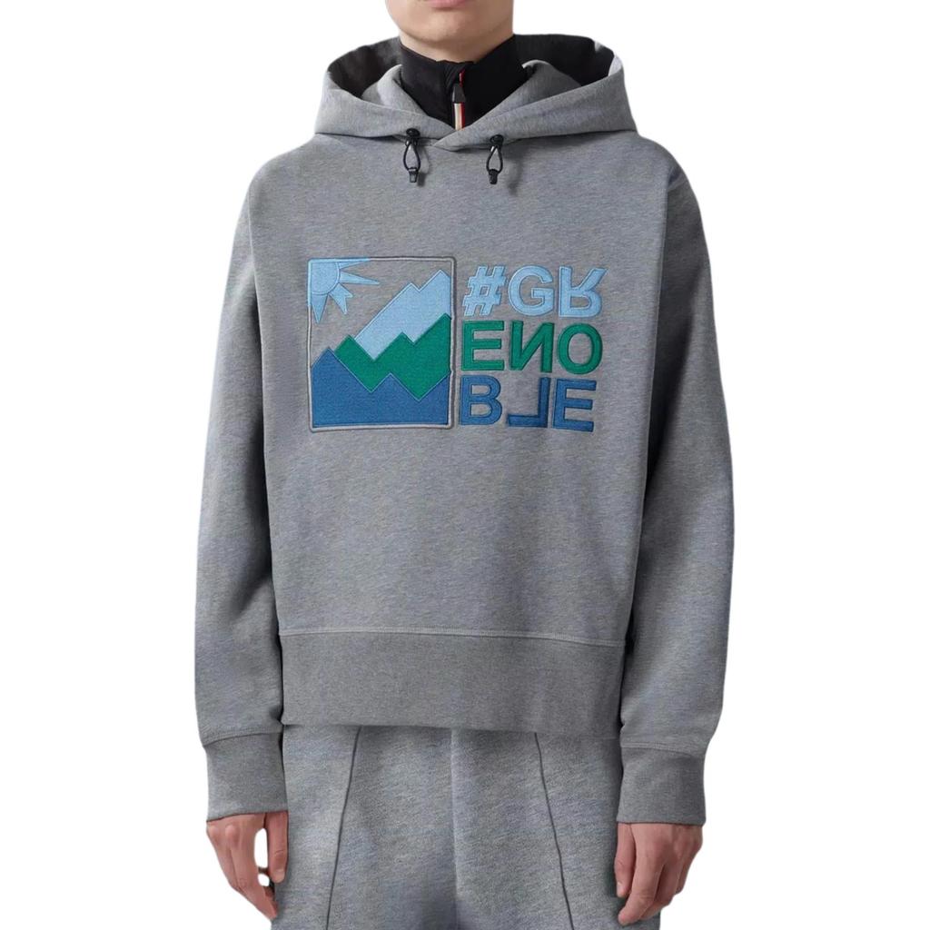 Moncler Letter Pattern Printed Hooded Pullover Long Sleeve Sweatshirt Men sweatshirt Gray I2-097-8G00011-80451-983
