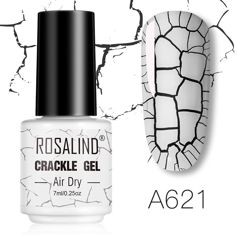 ROSALIND 12 Colors Cracked Nail Gel Varnish Hybrid Crackle Manicure Acrylic Art UV Gel Semi Permanent with Base Top Coat