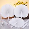 12pcs White Heart Shape Folding Fan Blank Paper Hand Fans With Plastic Handles DIY Painting Birthday Wedding Party Decor