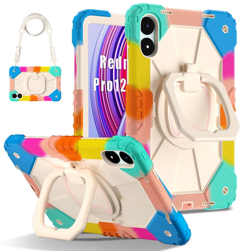 For Xiaomi Poco Pad.360° Rotating Grip Heavy Duty Protection Stand TPU+PC 3in1 Anti-knock Shockproof Tablets PC Case