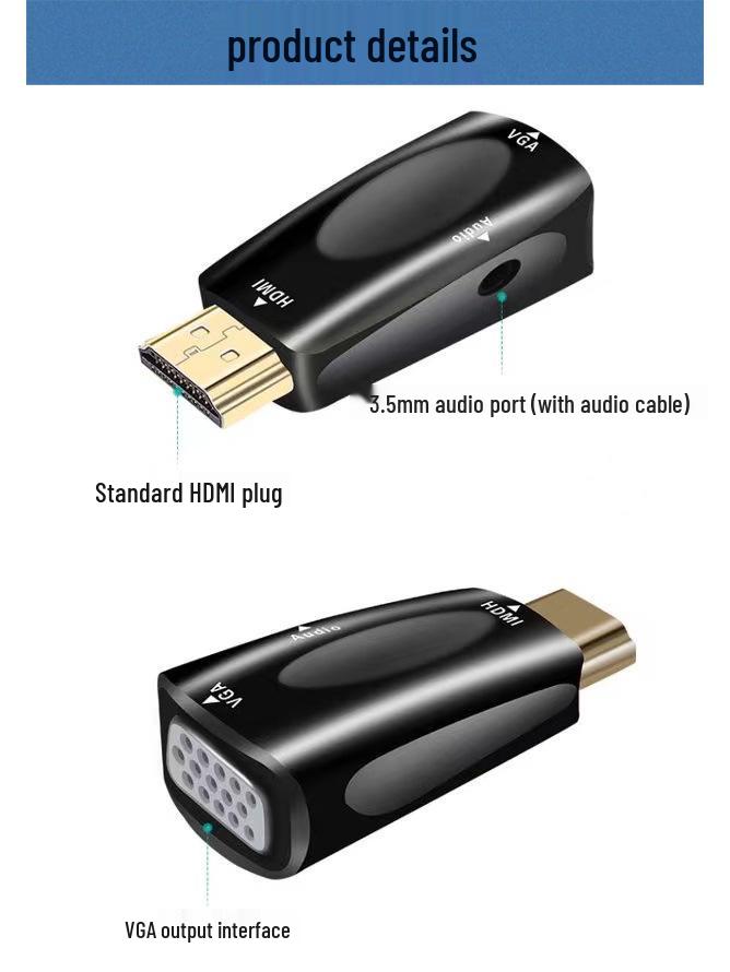 Конвертер HDMI в VGA высокой четкости 1080P для компьютера и проектора