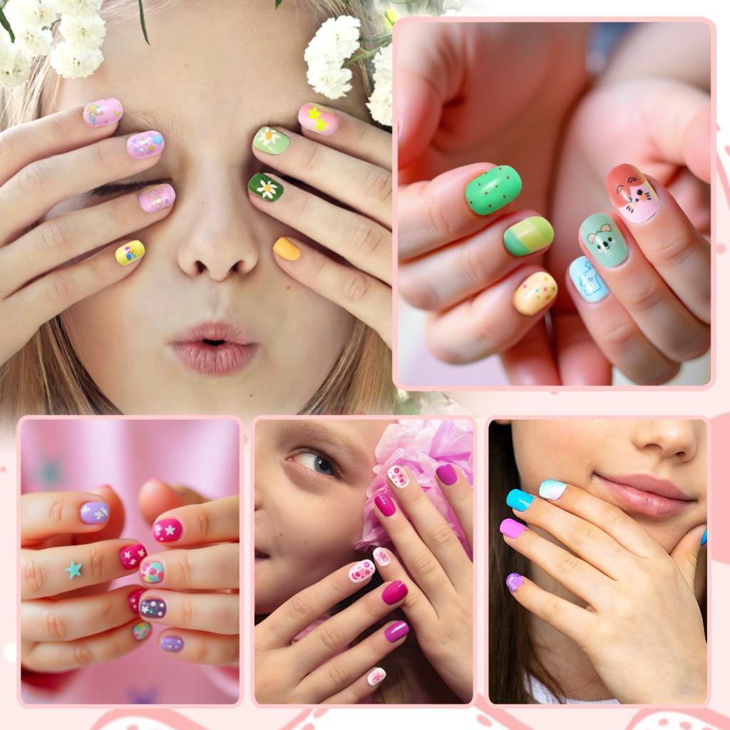 144 pieces of children's fake nail stickers for girls aged 3-16 short full-sticker nail art decoration