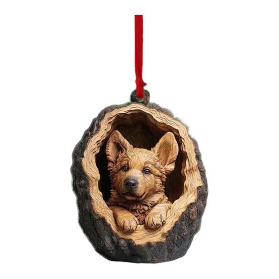 Рождественское украшение в виде животного 2D, плоский акриловый кулон в виде лесного животного, подвесная елка