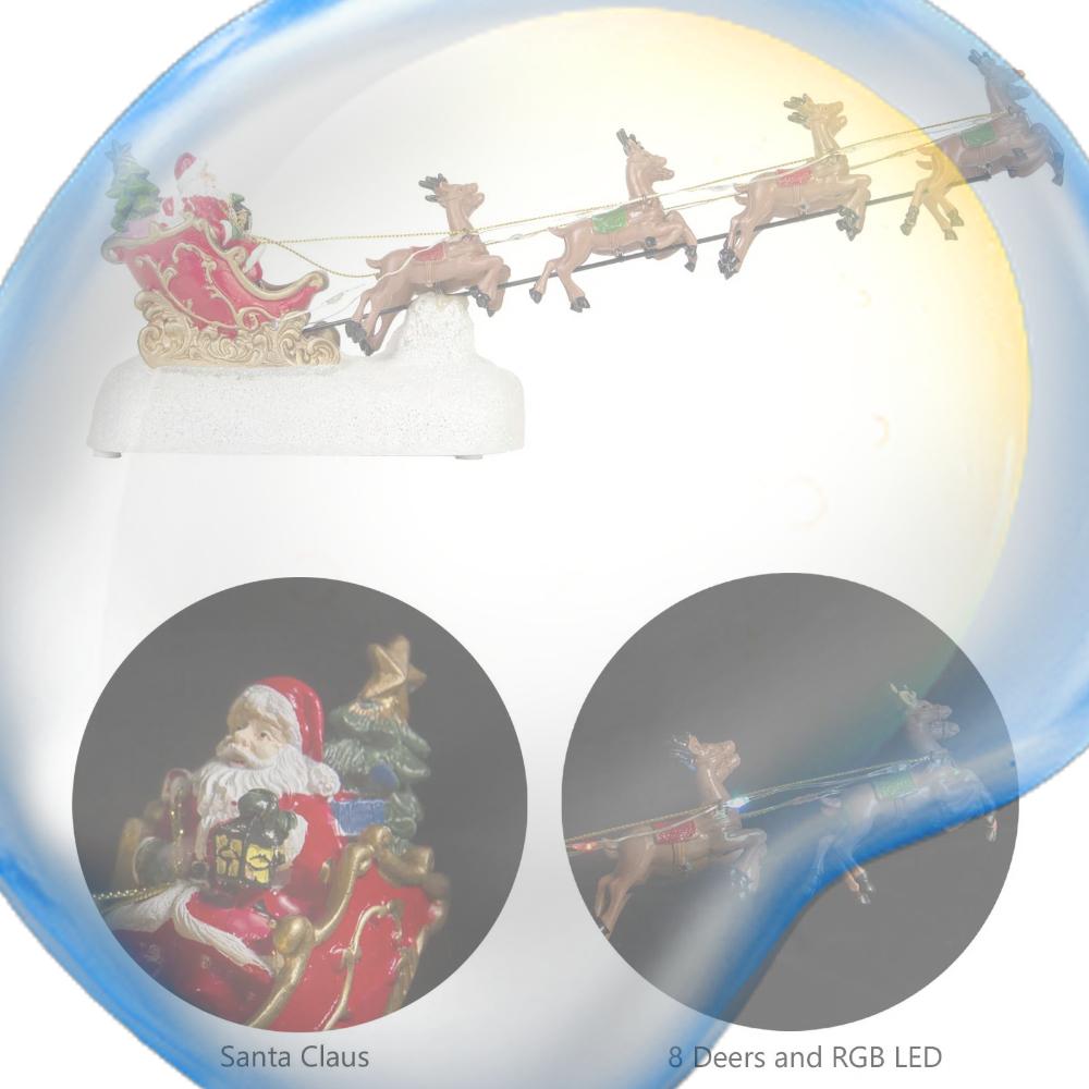 Christmas Santa Claus Sleigh and Reindeer Figurine LED Light Up Christmas Reindeer Car Xmas Home Tabletop Decoration Gift