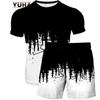 Абстрактная роспись, 3D цифровая печать, шорты с короткими рукавами, комплект из двух частей, внешняя торговля, футболка, костюм для мужчин и женщин, повседневный Tr