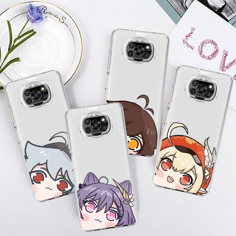 Чехол Coque для Xiaomi Poco X3 NFC X3 Pro M3 F3 Redmi 9 10 10C 9A 9C K40 Pro F1 9C Note 9S силиконовый милый Q Genshin Impact Capa