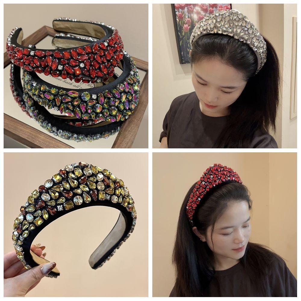 Черная Кристаллическая Каменная Повязка на Голову Со Стразами Мягкая Повязка с Алмазами для Умывания Лица