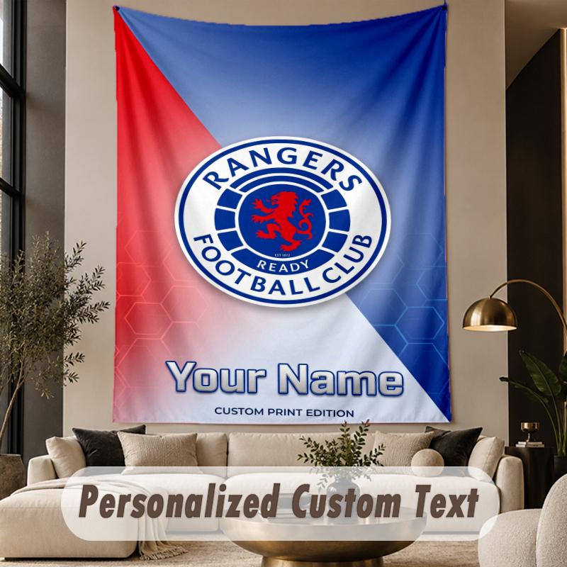 Custom Text Tapestry Rangers FC Print Wall Tapestry Indoor Living Room Wall Decor