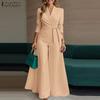 Women Long Sleeve Blouse and Wide Leg Pants Casual Two Piece Suit Sets