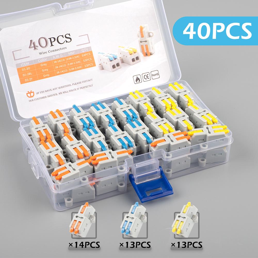 Рычажные быстрые мини-соединители для проводов 1 вход - несколько выходов Компактные соединители для сращивания проводов Подключение для вставных домашних клеммных блоков 32А