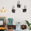 3 шт./комплект металлическая кофейная чашка настенный декор - черный силуэт, кафе тематика металл настенное искусство и декоративная настенная наклейка