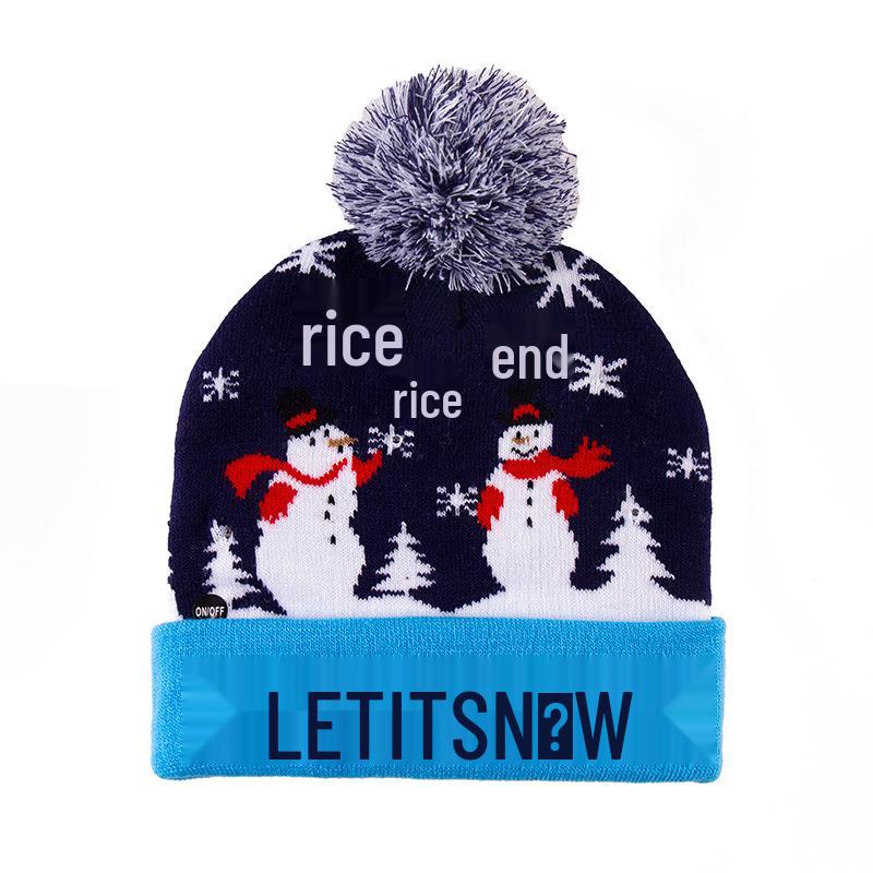 Festive Knitted Jacquard Pom-Pom Christmas Hat with Lights