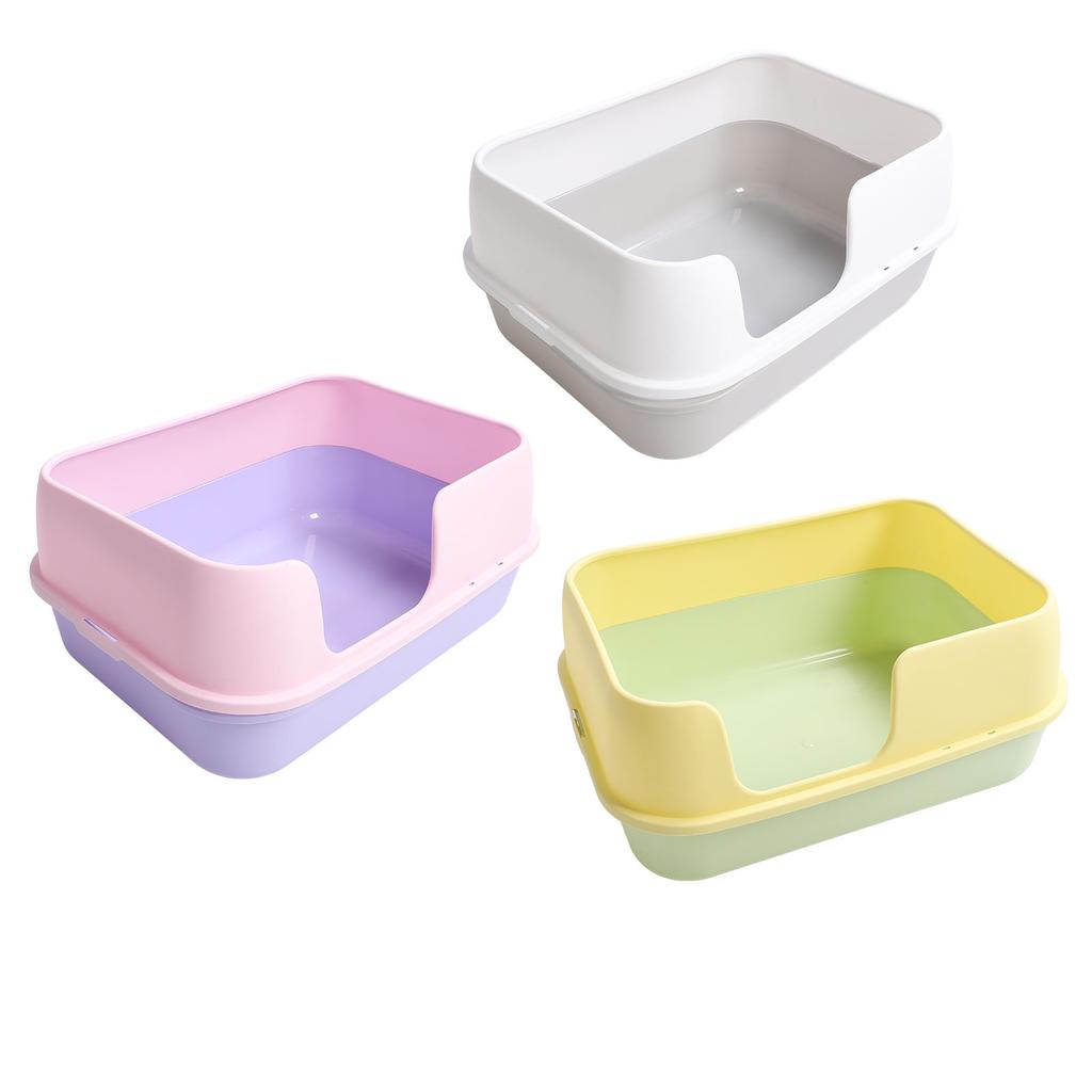 Cat Litter Box Extra Large Semi Enclosed Splash Proof Safe Removable Kitty Litter Pan with Scoop