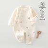 Cozy Air Cotton Baby Romper - Long Sleeve, Side Snap, Boneless Crawling Suit for Newborns - Perfect for Autumn & Winter Outings