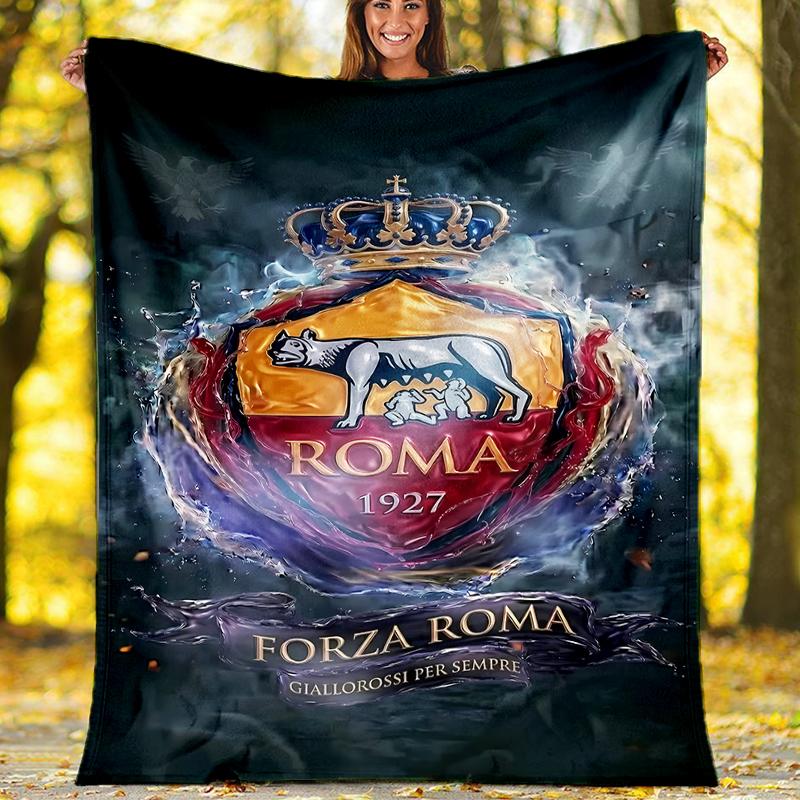 Rome logo printed blanket—lightweight,soft,warm;versatile blanket all seasons—perfect as &air-conditioning throw,nap blanket