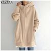 Women's Fashion Casual Solid Color Print Autumn Winter Long Sleeve Hooded Jackets & Coats