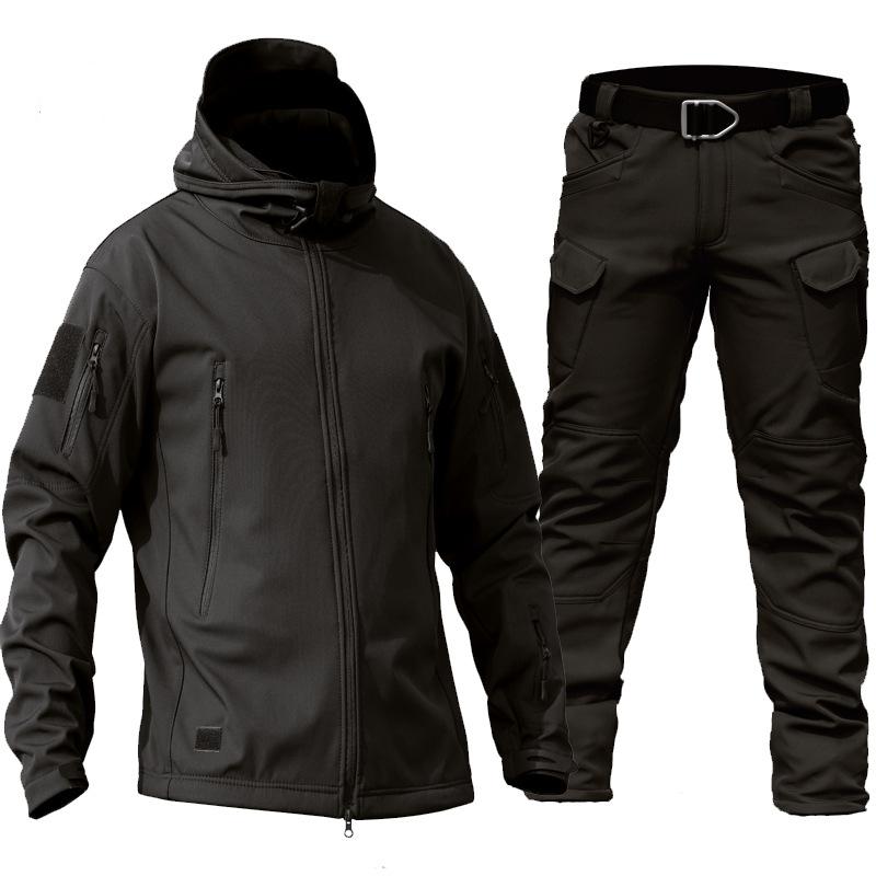 Мужской зимний уличный костюм Softshell для снега, теплая куртка + теплые штаны, комплект из 2 предметов