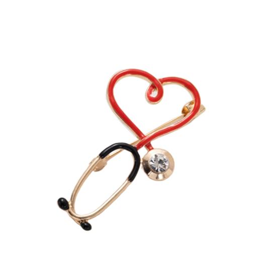 Мультяшный стетоскоп сердце эмалевая брошь значок на сумку доктор медсестра ювелирное изделие AVE