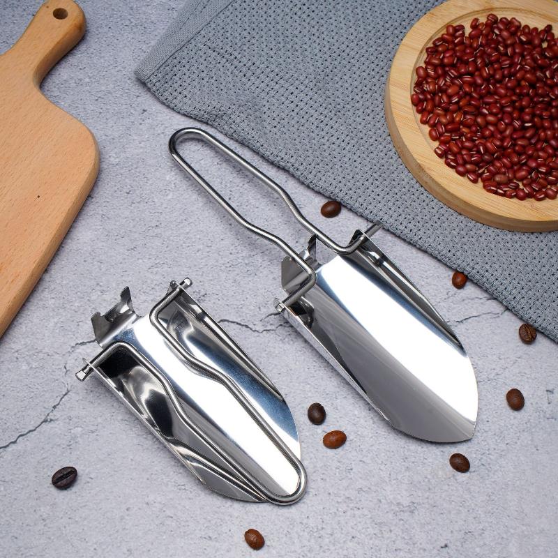 1 2pcs Stainless Steel Foldable Gardening Shovel Spade Transplant Tool Strong Handle for Flower Bed and Emergency Outdoor Use