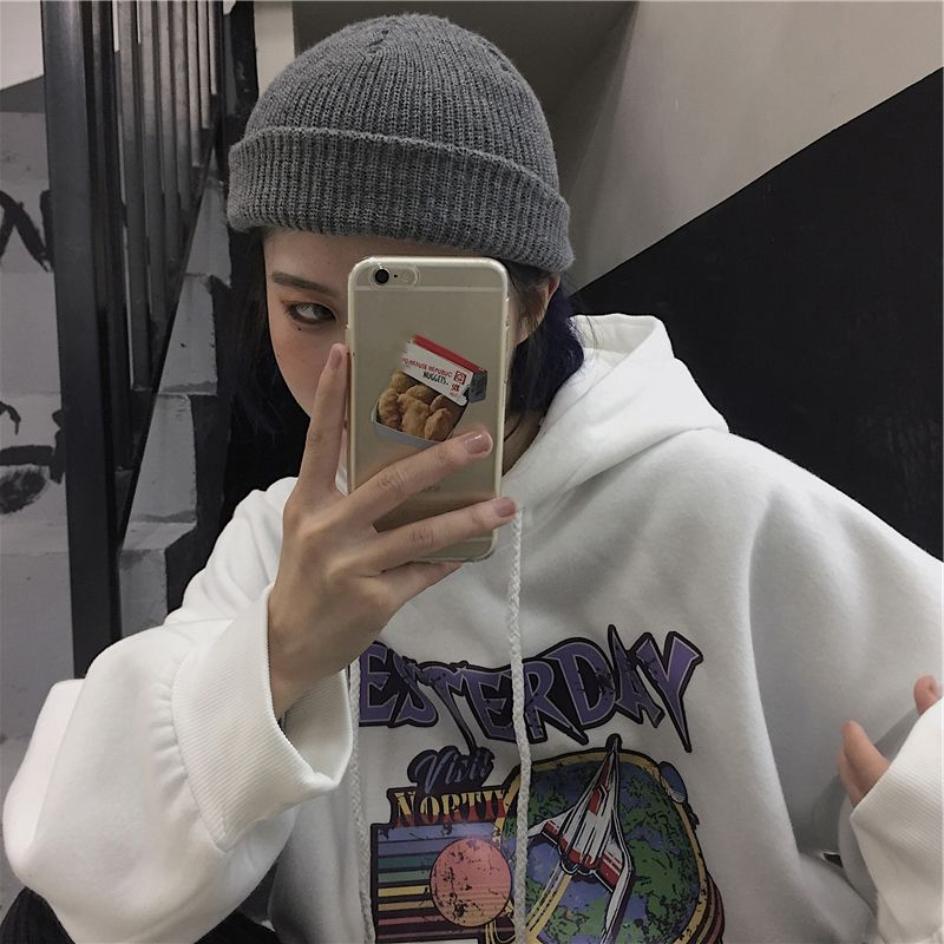 Осенне-зимняя плюшевая свободная толстовка с капюшоном в Корейском стиле, темный тонкий топ в стиле ретро, ​​мужская и женская мода