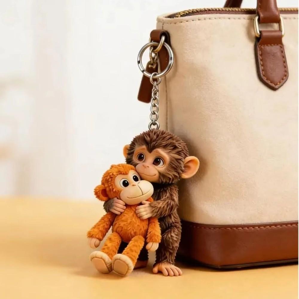 Resin Monkey Doll Keyring 3D Monkey Pendant Monkey Resin Ornament Monkey Keychain Kids Gifts