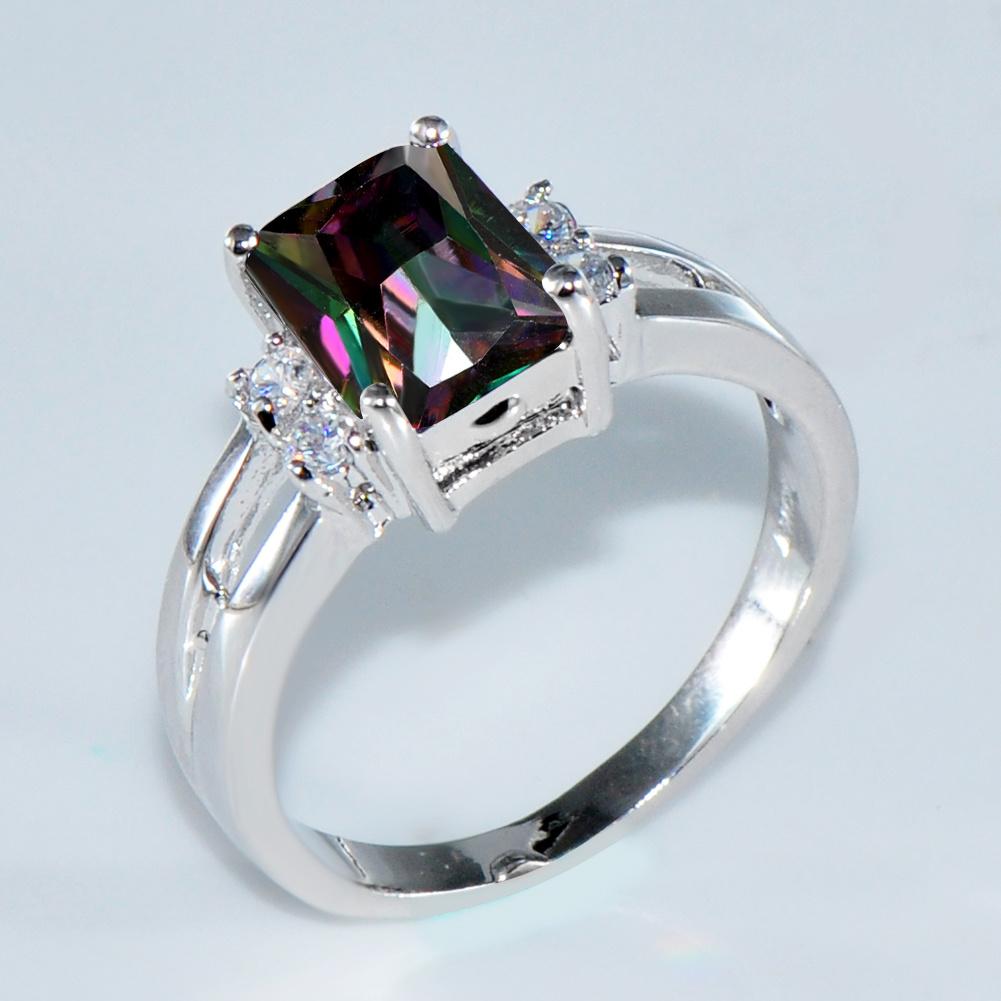 1 шт., кольцо с радужным камнем и фианитом, модное серебристое обручальное кольцо с любовью, винтажные обручальные кольца