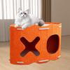 Cat Bed House Enclosed Scratch Resistant Practical Breathable Kitten Tunnel Combo for