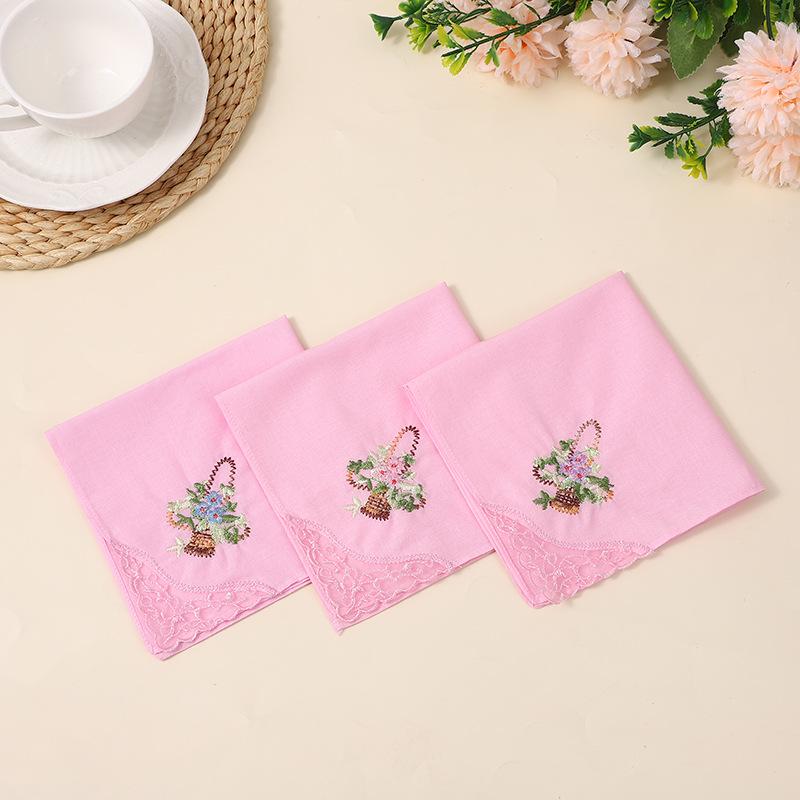 Цветной кружевной вышитый женский хлопковый носовой платок, 60-е годы, японский чистый хлопок, квадрат 28 см