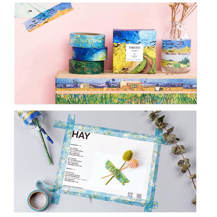 Van Goah Painting Washi Tape Starry Night Irises Apricot Adhesive Masking Tapes Deco Stickers A6186