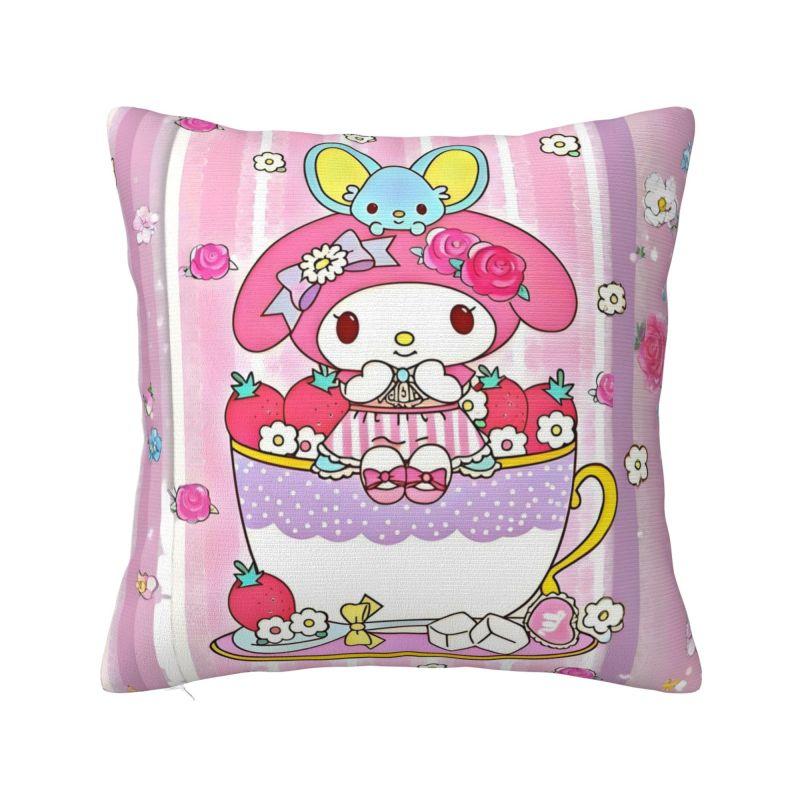 Индивидуальная роскошная наволочка для подушки Sanrio My Melody в стиле аниме для дивана, полиэстер, мультяшная, милая, декоративная для спальни