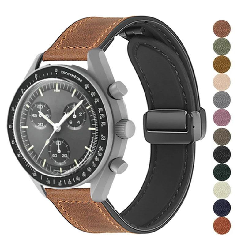 Classic 20mm Silicone Leather Watch Strap for Omega X Swatch Common MoonSwatch Saturn Moon Series Constellations Men Women Quick Release