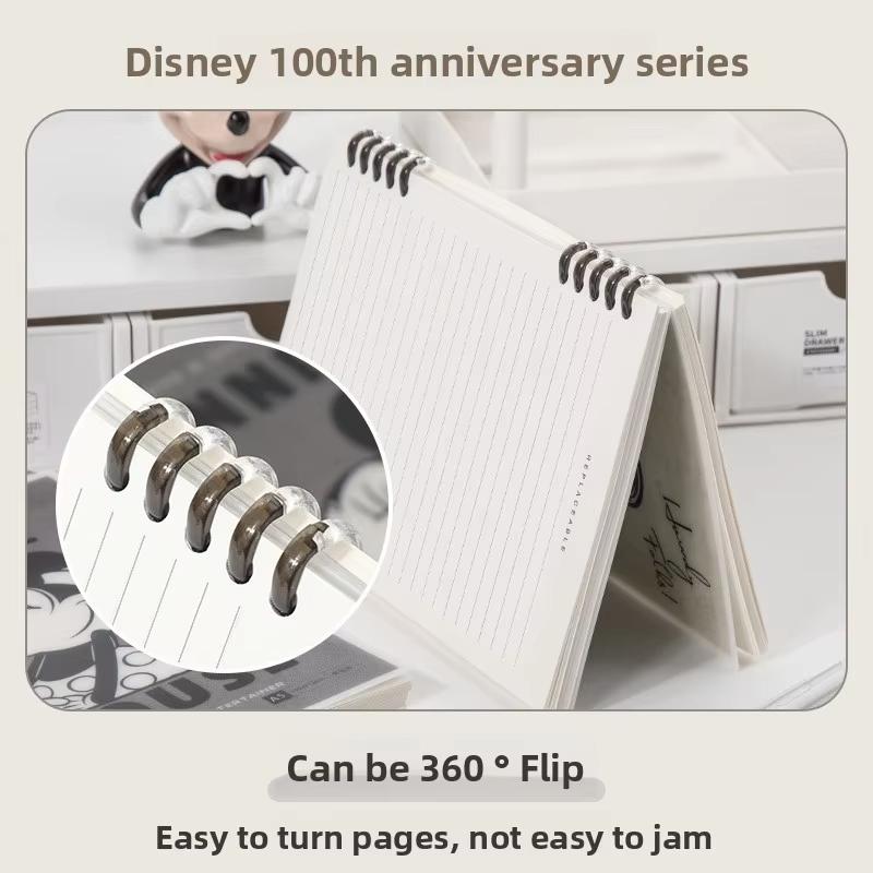 MINISO Мультяшная тетрадь на кольцах со съемной обложкой формата А5, большая вместимость, тетрадь на спирали с зажимом для листов