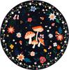 Floral Round Rug, Non-Slip Low Pile Floor Mat for Living Room or Bedroom, Kids' Room Friendly