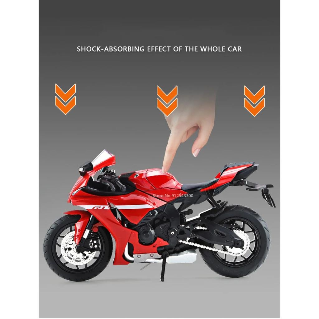 1/12 YAMAHA R1 игрушечная модель мотоцикла литой сплав со звуком и светом резиновые шины масштабная модель мотоцикла игрушки для детской коллекции