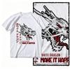 2026 Summer Japanese Samurai Dragon Kanji Double Side Graphic Print T Shirt Oriental Retro Oversized White Short Sleeve Tee