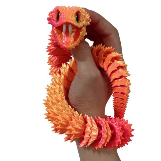 3D Printed Snake Toy Articulated Snake with Openable Mouth And Retractable Teeth Flexible Fidget Snake Toy for Adults Kids