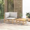 VidaXL Garden Lounge Set 2 Pcs with Light Grey Cushions Bamboo 362277