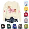 Breast  Sweatshirts For WomenRibbon Breast  Shirt Cute Dog Graphic  Long Sleeve Tops