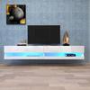 Mobile TV a LED, Basso Mobile TV in Bianco con Illuminazione a LED, Mobile TV di Alta Qualità con Molto Spazio di Archiviazione per il Tuo Soggiorno 140x40x30,5cm, Bianco