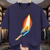 Burning Match Graphic Print Mens Cotton TShirt Casual Short Sleeve Round Neck Summer Tee